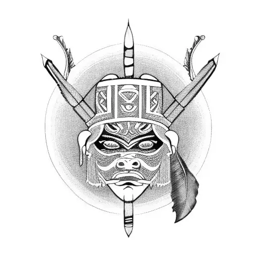 Traditional Dayak Warrior With Intricate Tribal Patterns