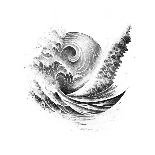 An Abstract Blackwork Tattoo Of Crashing Waves