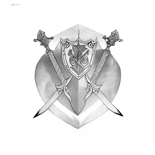 Sword With Shield And Phrase Amat Victoria Curam