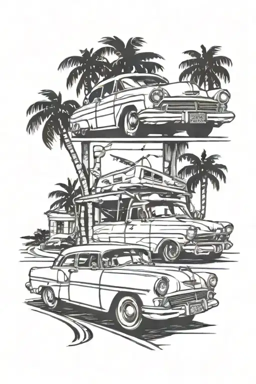 Cuban Car On Highway For Leg Sleeve