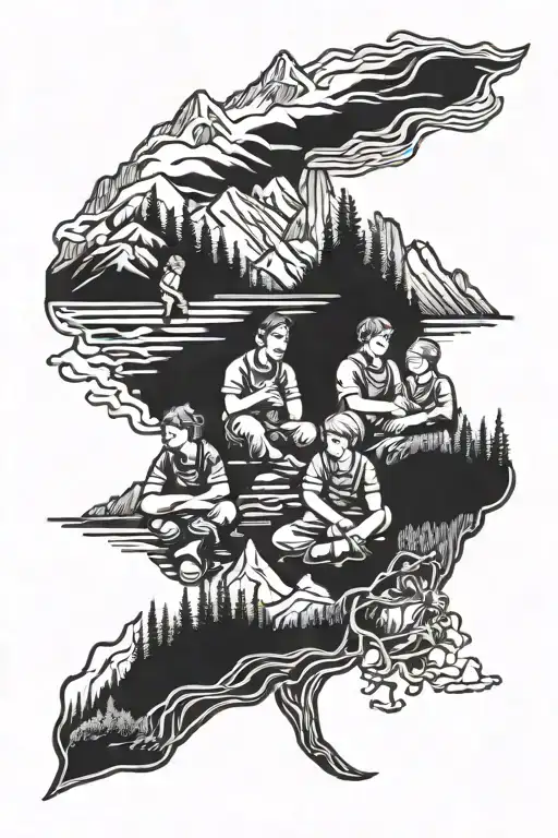 Family Of 5 Three Boys In Mountains Reflected Deep Color