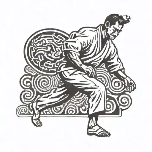 A Judo Master Executing A Perfect Throw On A Bold And Dynamic Background