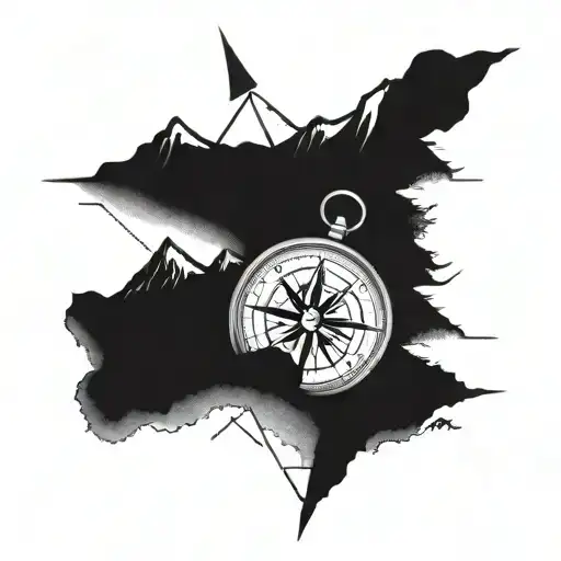 Compass With Mountains