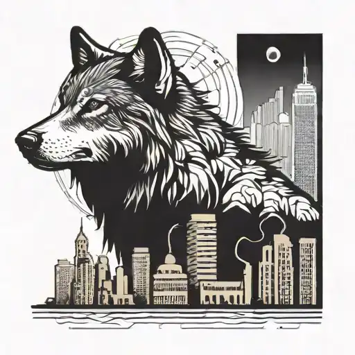 Wolf In City Skyline