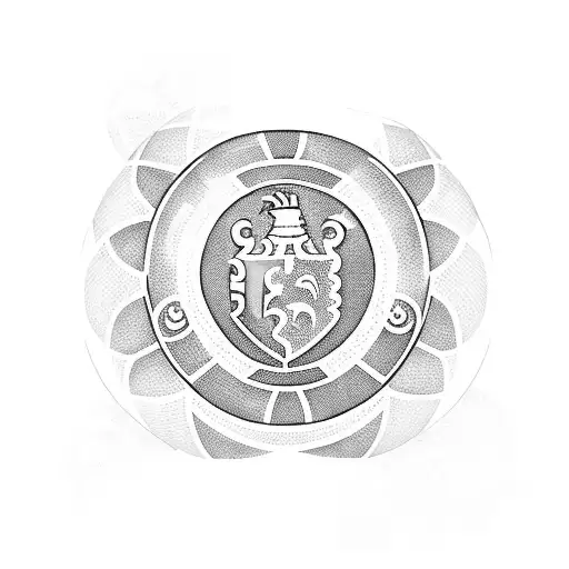 A Blackwork Tattoo Of A Soccer Ball With The Chelsea Logo Incorporated Into The Design