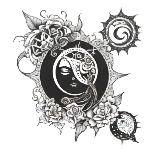 Create A Tattoo Design Combining Elements Of Sun And Moon And Wife