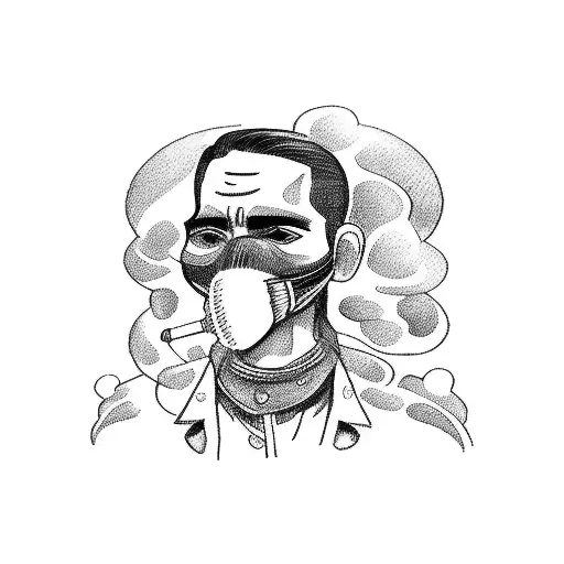 A Detailed Sketch Of A Mexican Revolutionary Hero With Smoke Forming The Shape Of A Microphone