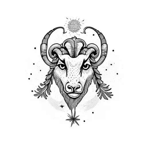 Aries Constellation Surrounded By African Flowers