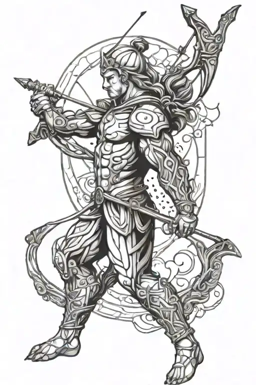 Orion The Hunter Shooting A Bow And Arrow Big Back Muscles