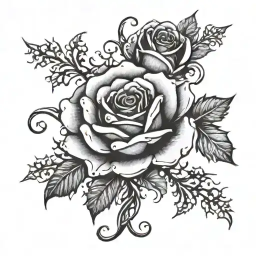 Gothic-inspired Rose Intertwined With Snowflakes