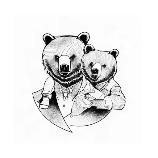 Boy And Grandfather Killing A Bear