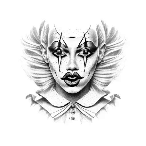 Pretty Female Face Turning Into A Clown