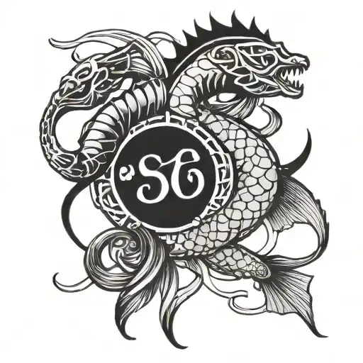 Pisces And Scorpio Zodiac Symbol Intertwined Symbolizing The Client's Love