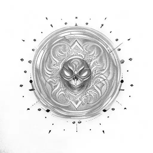 Flaming Circle With A Big Cool Calligraphy Gothic Font 4 In It