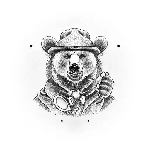 Bear Wearing A Hat And Monocle