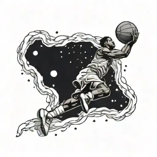 A Basketball Player Dunking On A Planet In Space