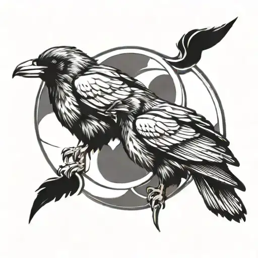 2 Ravens Circle Shape Outline