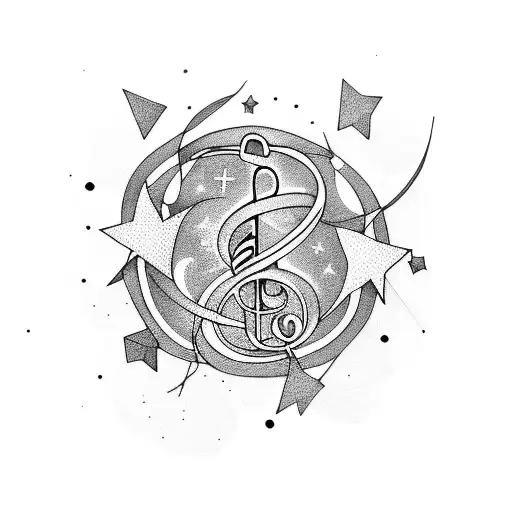Music Notes Intertwined With A Constellation Of Stars