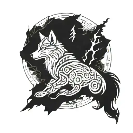 Incorporate Viking Runes Into A Fierce Wolf Design