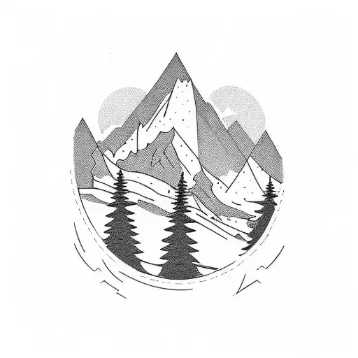 A Majestic Mountain Range With A Hidden Lake Nestled Between The Peaks