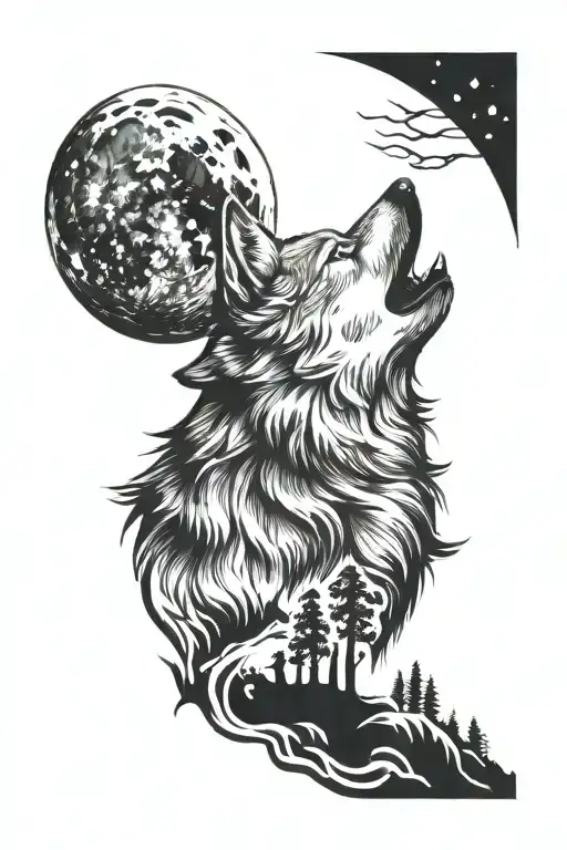 Wolf Howling Under The Moon