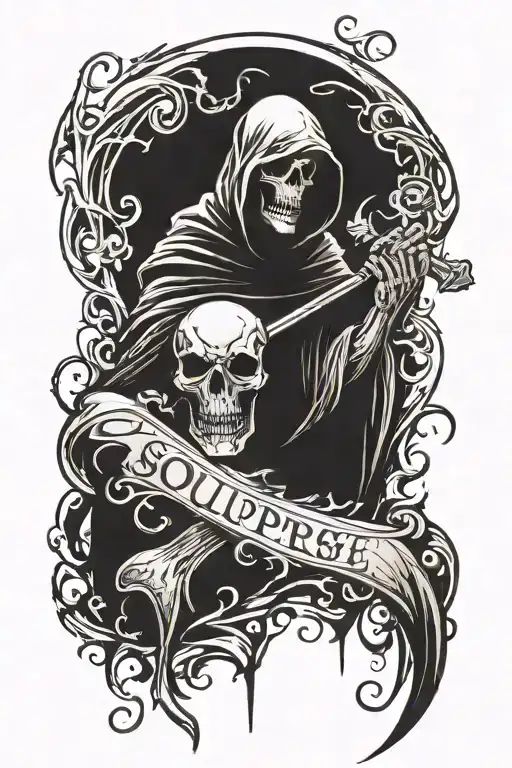 Reaper With The Word Soulpurpose In Negative Space
