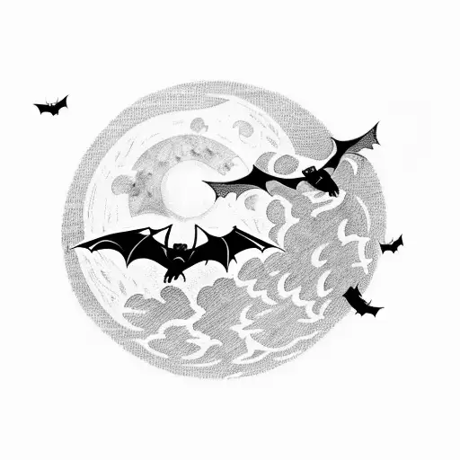 A Nature Landscape With Bats Flying In The Moonlight