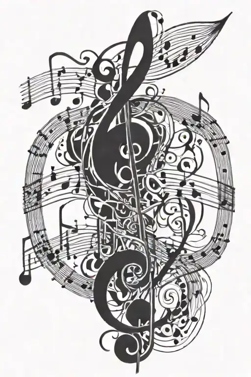 Music Staffs And Notes Intertwined