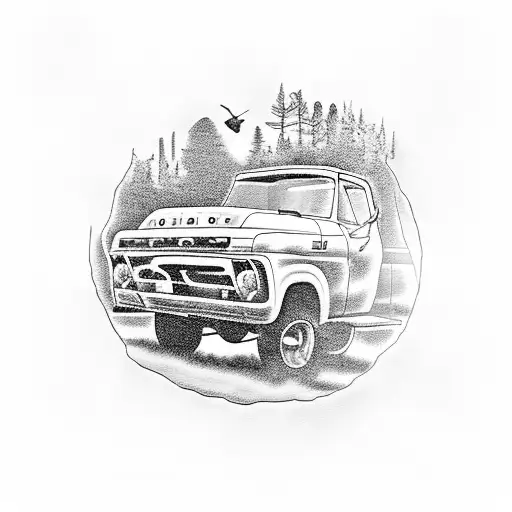 A Country Landscape With A Ford F150 Single Cab Parked Under A Starry Sky