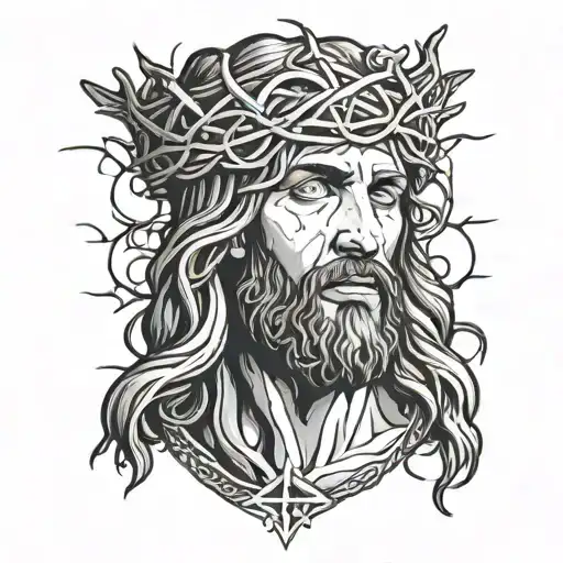 Jesus Face Crown Of Thorns Wrapped