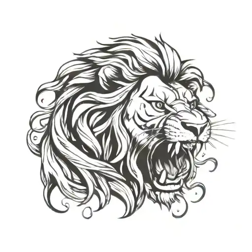 Lion Roaring Fiercely