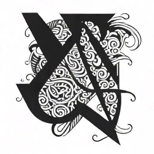 Incorporate The Word 'Aviraj' Into A Blackwork Tattoo Design Featuring Abstract Shapes And Patterns