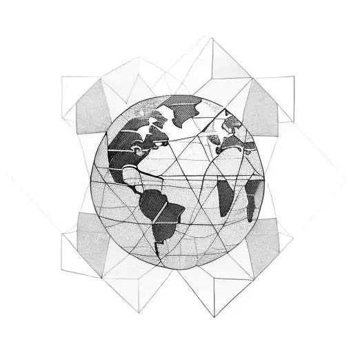 A Globe With A Plane Flying Around It In A Geometric Style