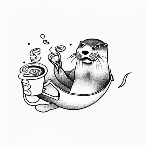 An Otter Sipping Coffee In A Hammock