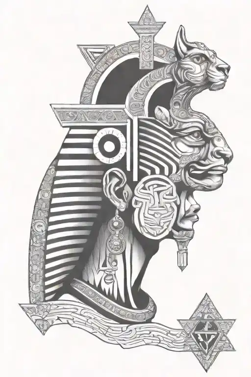A Masculine Pharaoh In Egypt With Alchemical Symbols Representing Inner Strength And Transformation