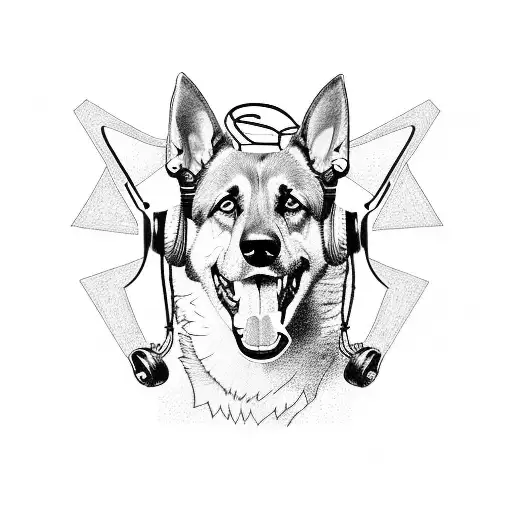 A German Shepherd Dog Wearing Headphones And Dancing