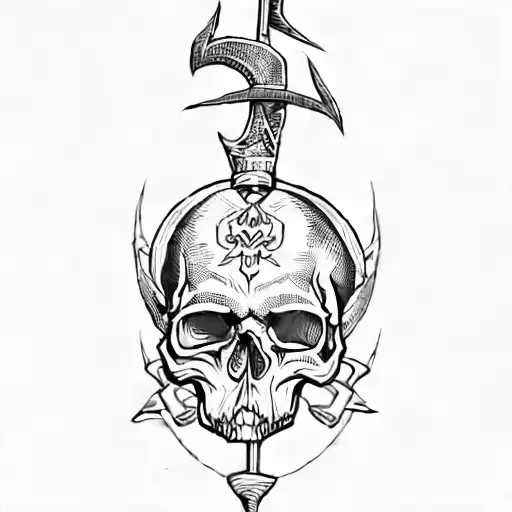 A Skull With A Sword