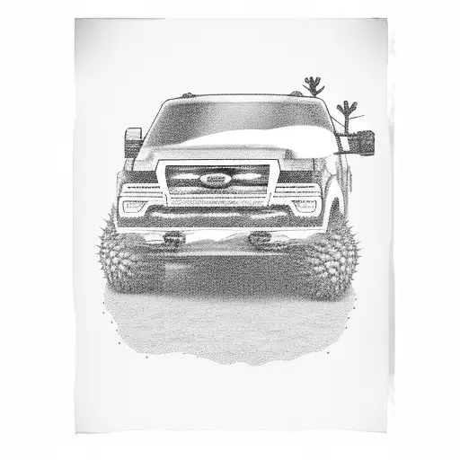 A Ford F150 Single Cab Driving Through A Desert Landscape With Cacti And A Sunset In The Background