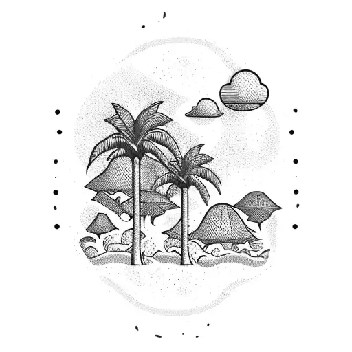 African Continent With Beach And Palm Tree Vibe