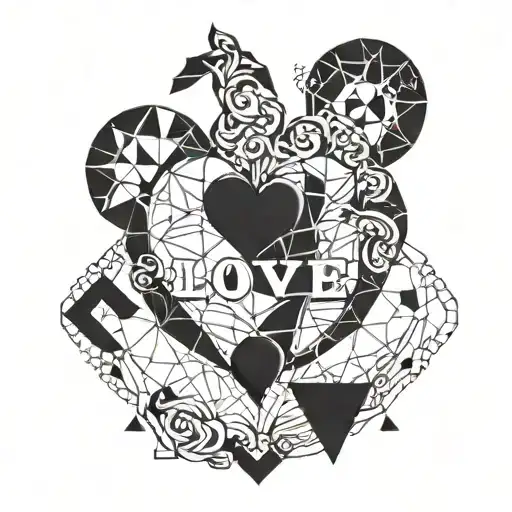 A Geometric Heart Design Incorporating The Word 'Love'