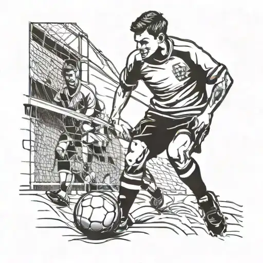 Ball Football Player Scoring A Goal