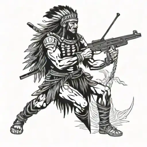 Native Warrior With Rifle Leaning Rest Position Move