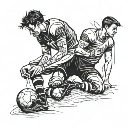 Football Player Kicking Pads Gazing Lovingly Into Each Other's