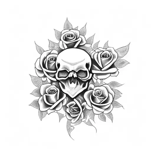 Skull With Roses At The Top