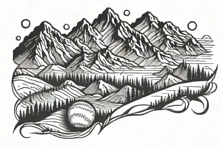 Mountain Range With Baseball