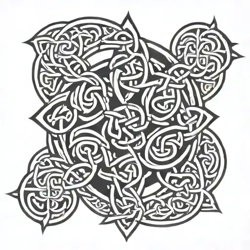 A Celtic Knotwork Design With Symbols Representing Family And Cultural Background