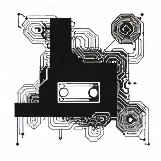 A Cybersigilism-inspired Tattoo Of A Futuristic Music Player Embedded With Circuit Patterns