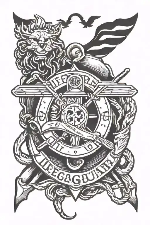 A Lifeguard Symbol Merged With A Military Emblem Intertwined