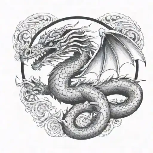 Aztec Snake Dragon Wrapping Itself