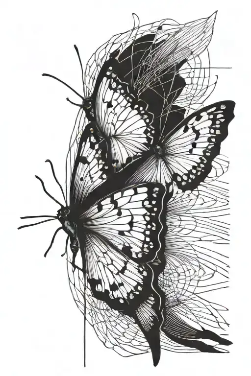 A Moth In The Middle With Long Straight Lines They Are Walking Far Away From Her